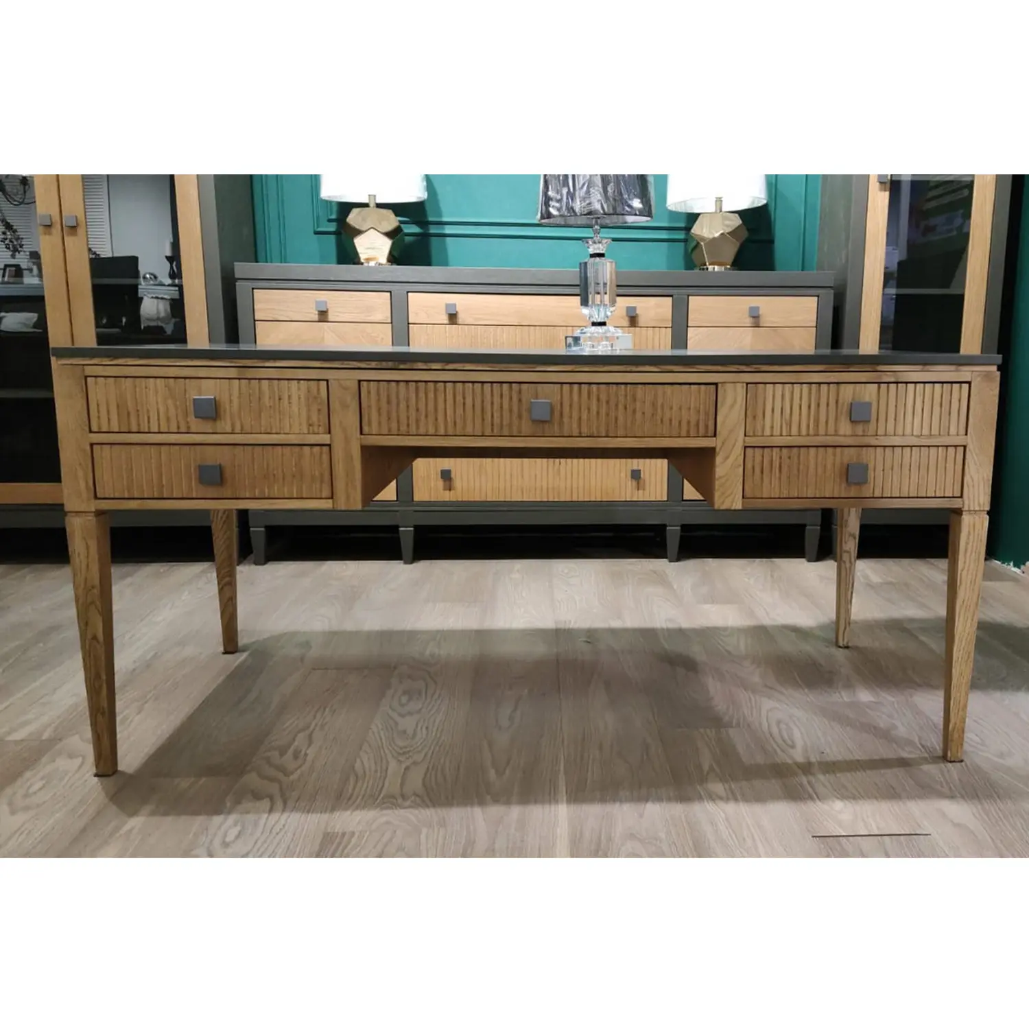 (3.2.3) Стол письменный с 5 ящиками дуб "Фокстрот" 005B (дуб натуральный/бетон)