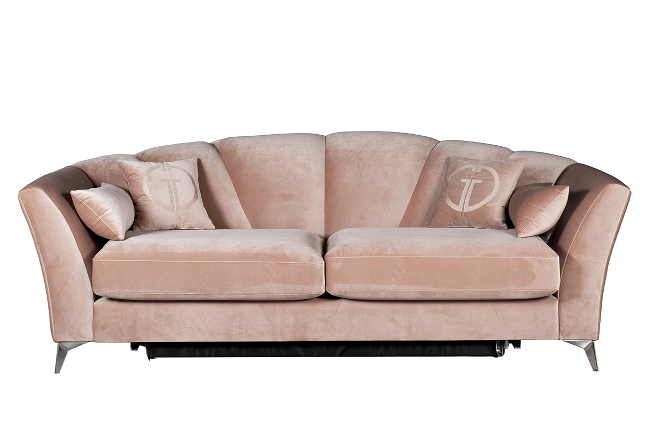 Диван Annette трехместный раскладной, велюр пыльная роза Pad07