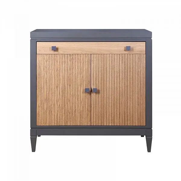 (5.3.4) Комод серый с ящиком дуб чёрный Фокстрот 221A рельеф (бетон-дуб натуральный)