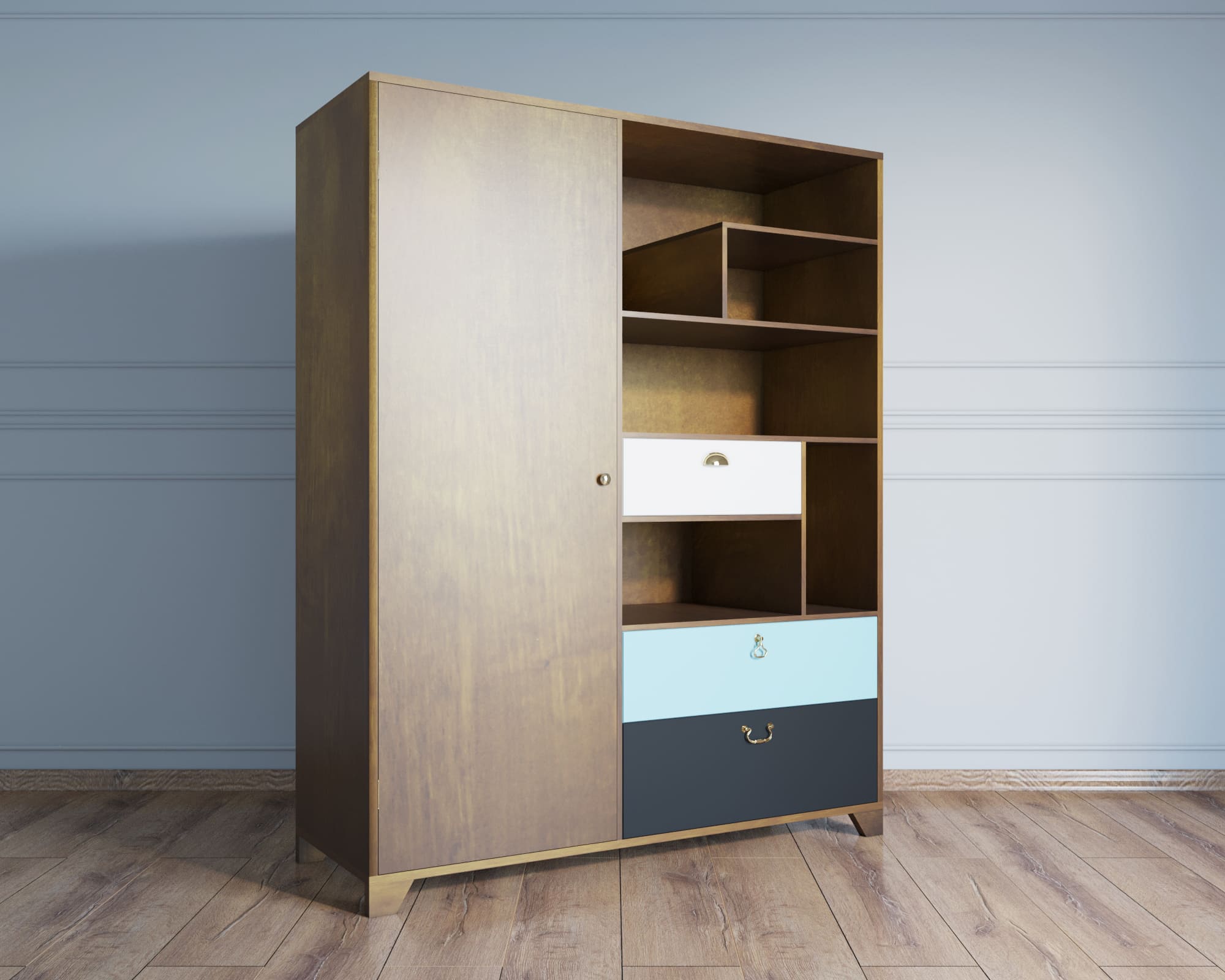 Шкаф-стеллаж с 3 ящиками "Aquarelle"