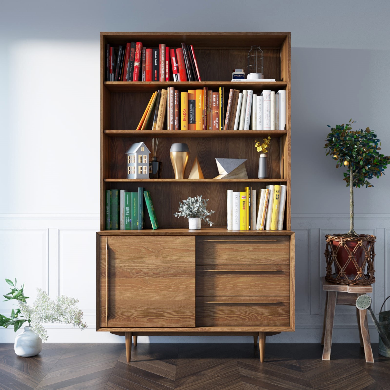 Стеллаж с ящиками "Bruni" с дверками