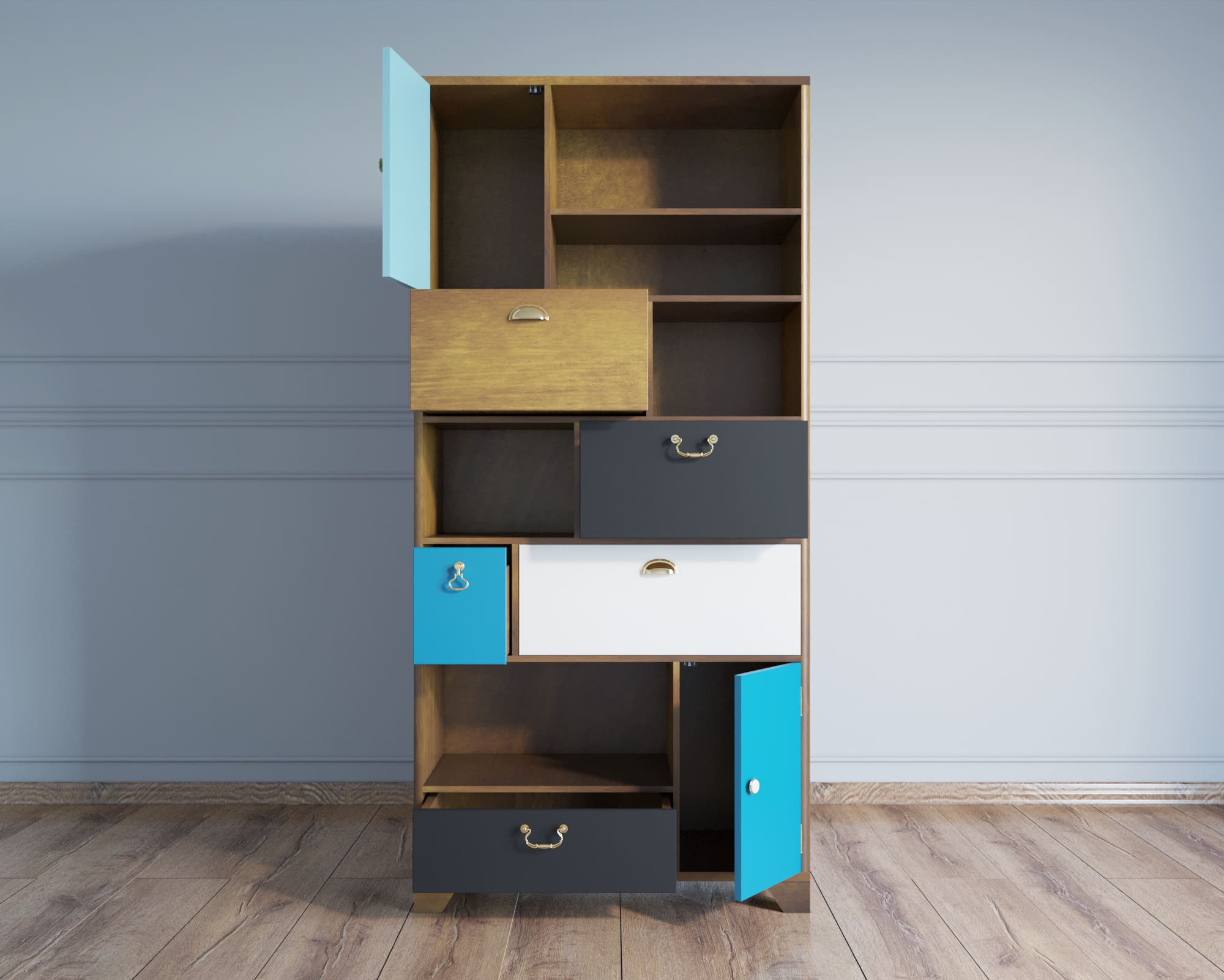 Стеллаж с ящиками дерево "Aquarelle"