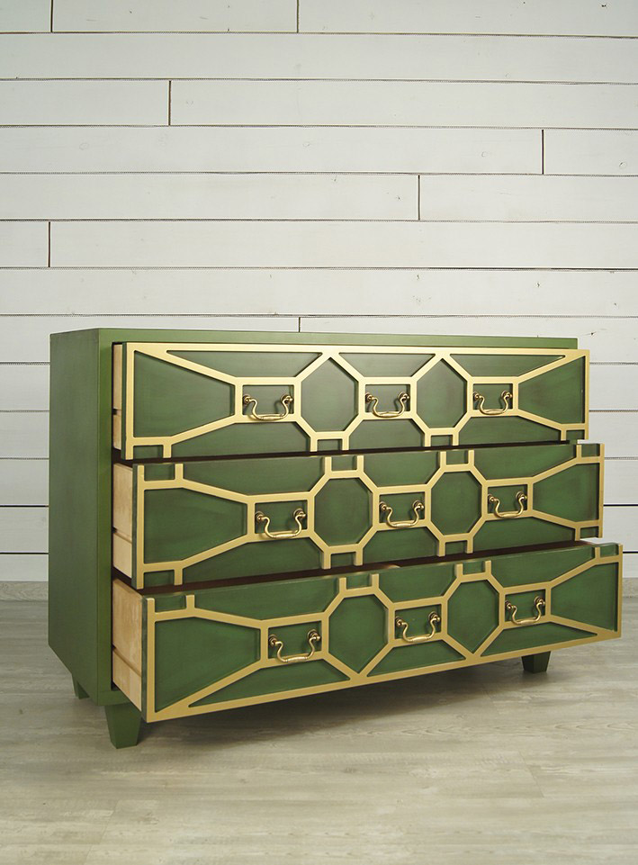 Зеленый комод «Emerald» 3 ящика