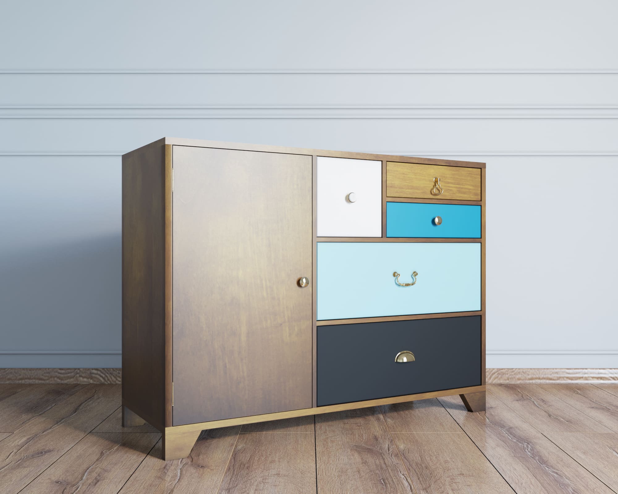 Комод малый с 5 ящиками массив берёзы «Aquarelle»