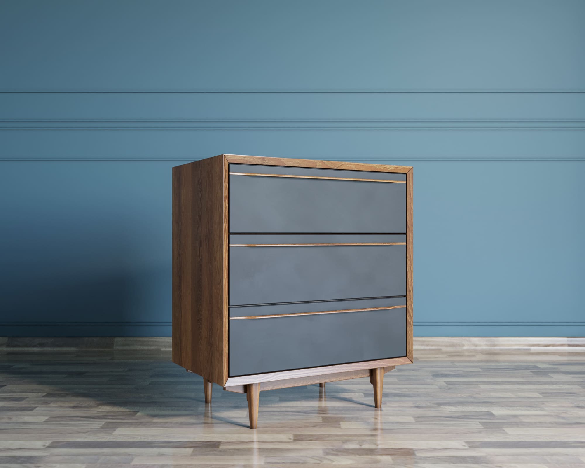 Комод с тремя ящиками чёрный "Bruni Black"