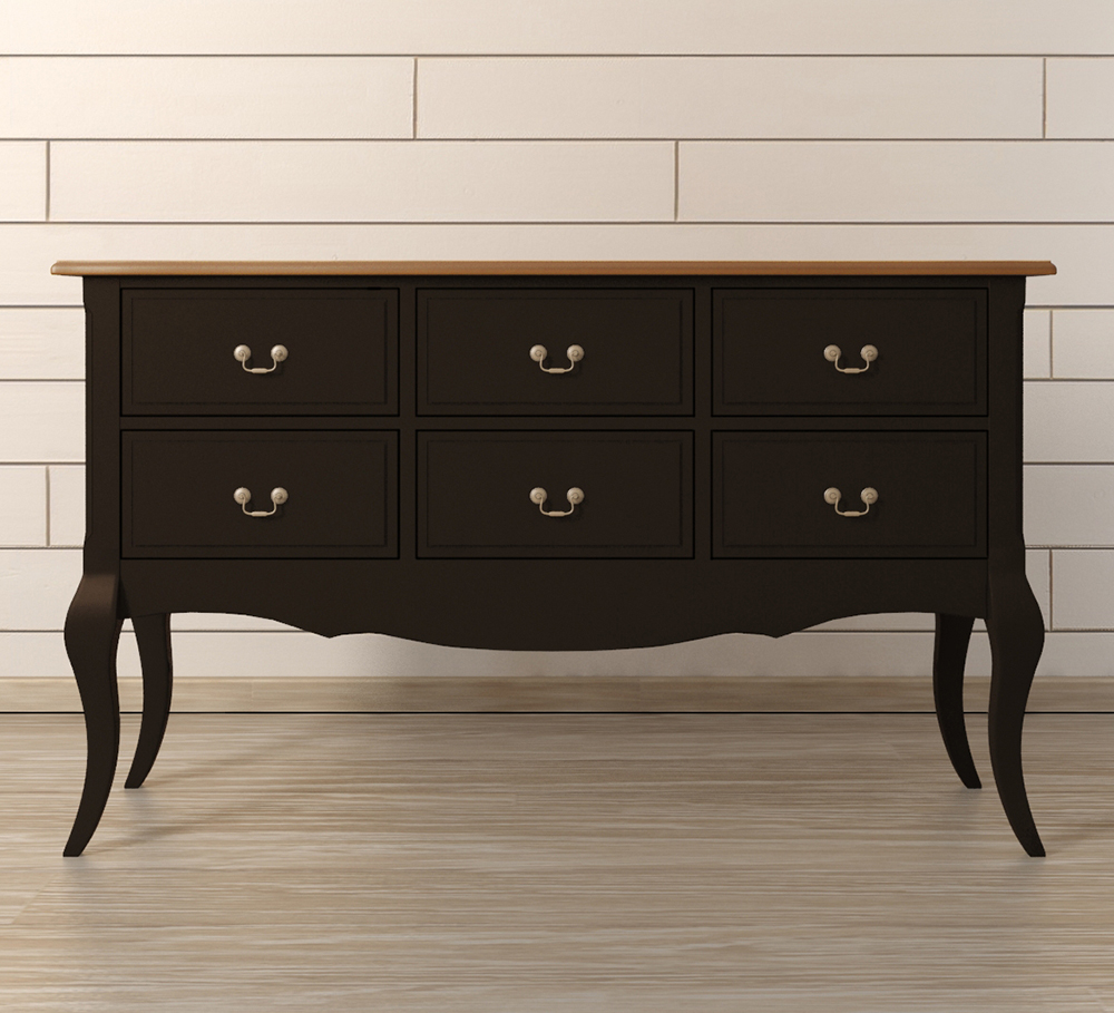 Консоль деревянная "Leontina Black" 6 ящиков