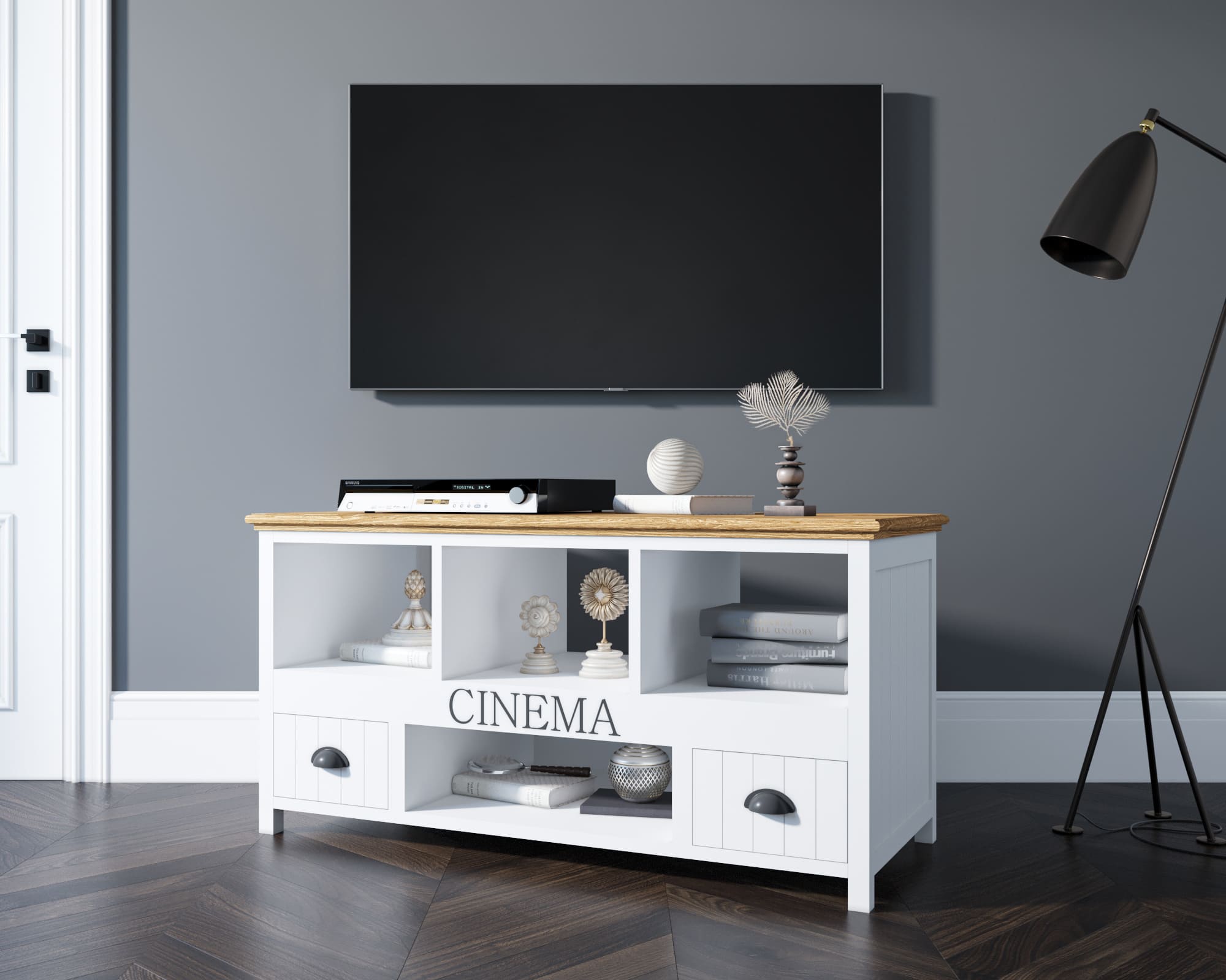 Консоль под TV из дерева "Palermo" с открытыми полками