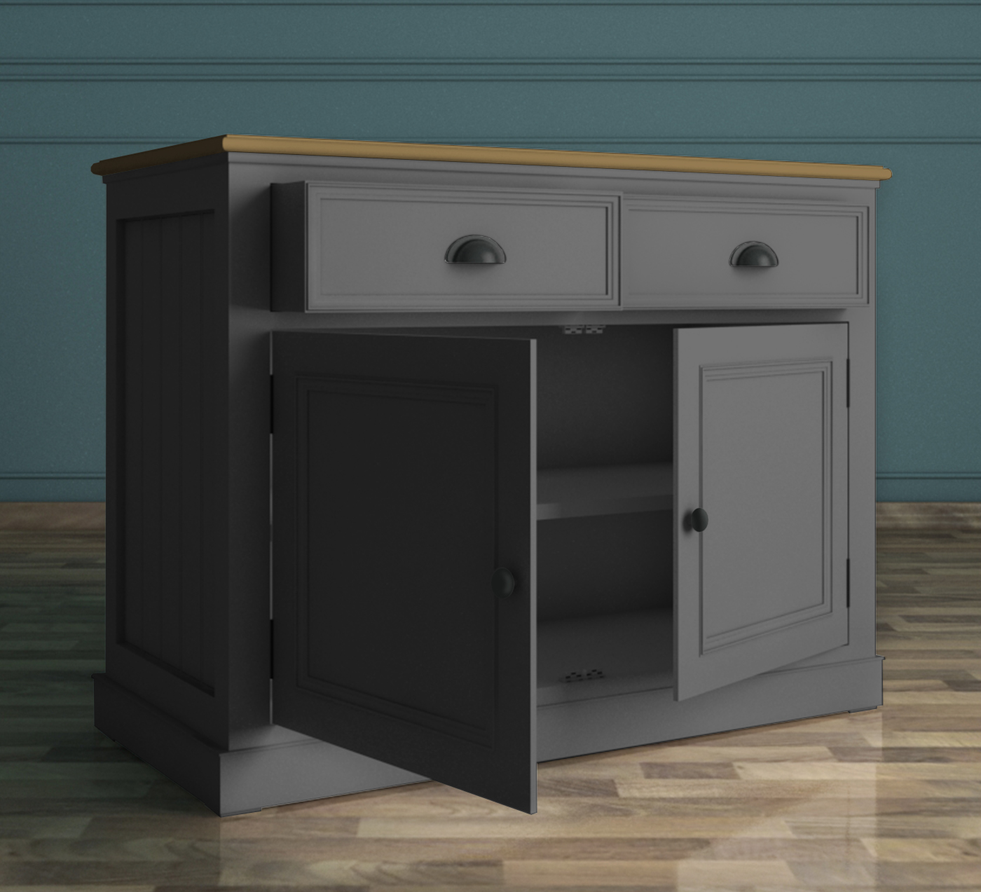 Серый комод "Palermo" с ящиками и дверками