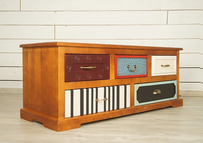 Комод с 5 ящиками из березы «Gouache Birch» горизонтальный арт M10526ETG/1