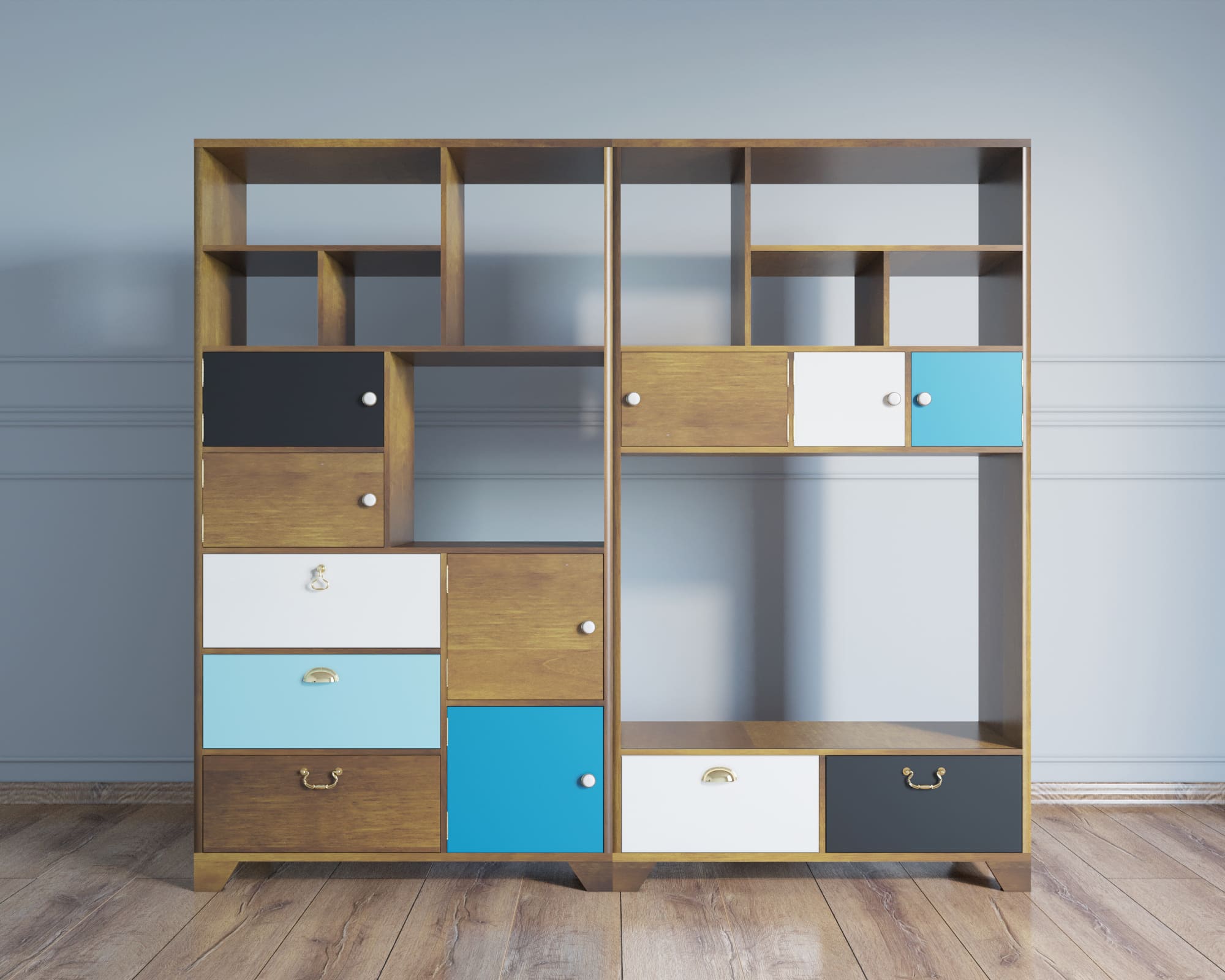 Стеллаж из дерева "Aquarelle" двойной