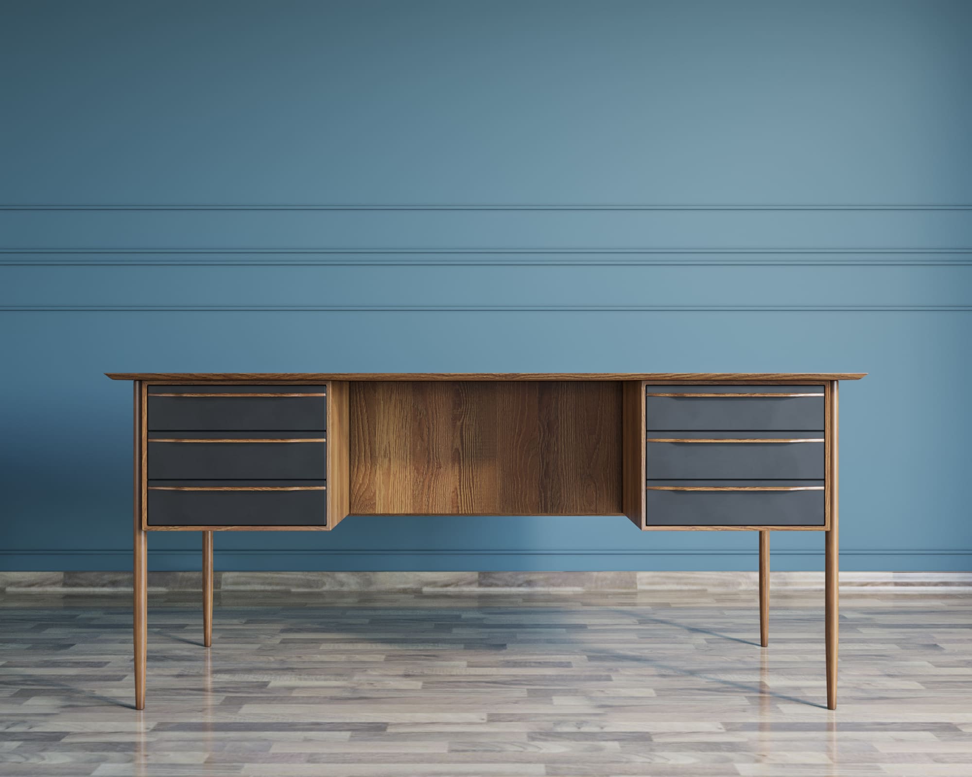 Рабочий письменный стол с ящиками «Bruni Black» с ящиками