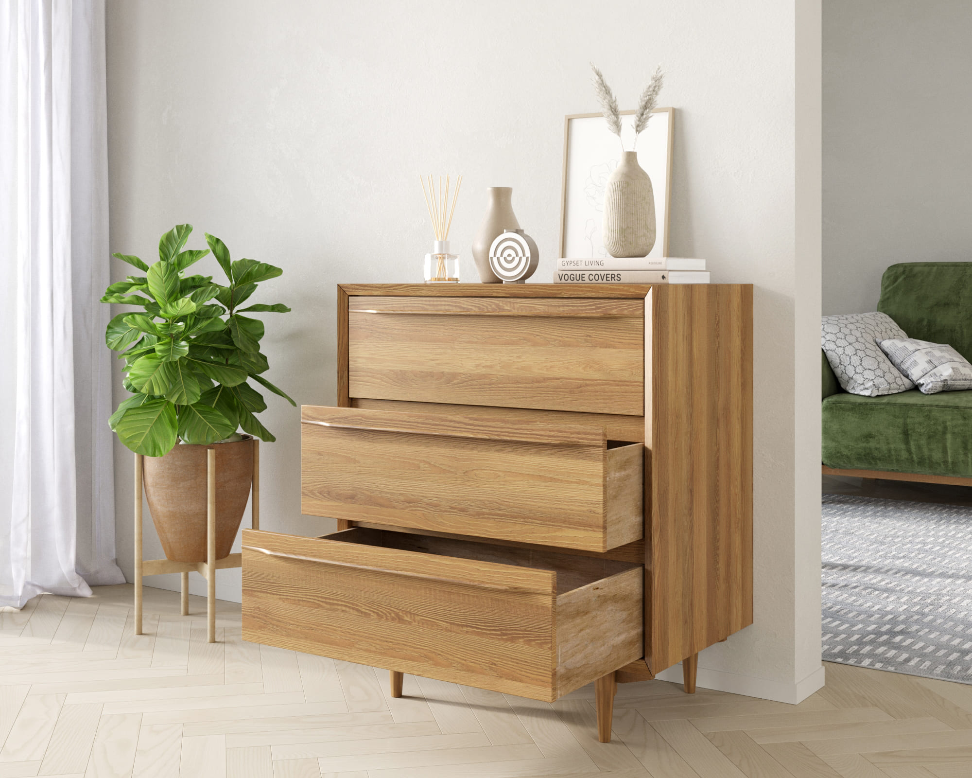 Комод с ящиками в Скандинавском стиле "Bruni" на три ящика