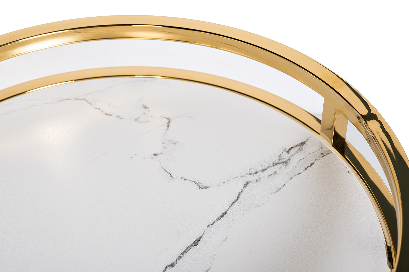 47ED-07901 Стол журнальный мраморное стекло/золото d41*60см