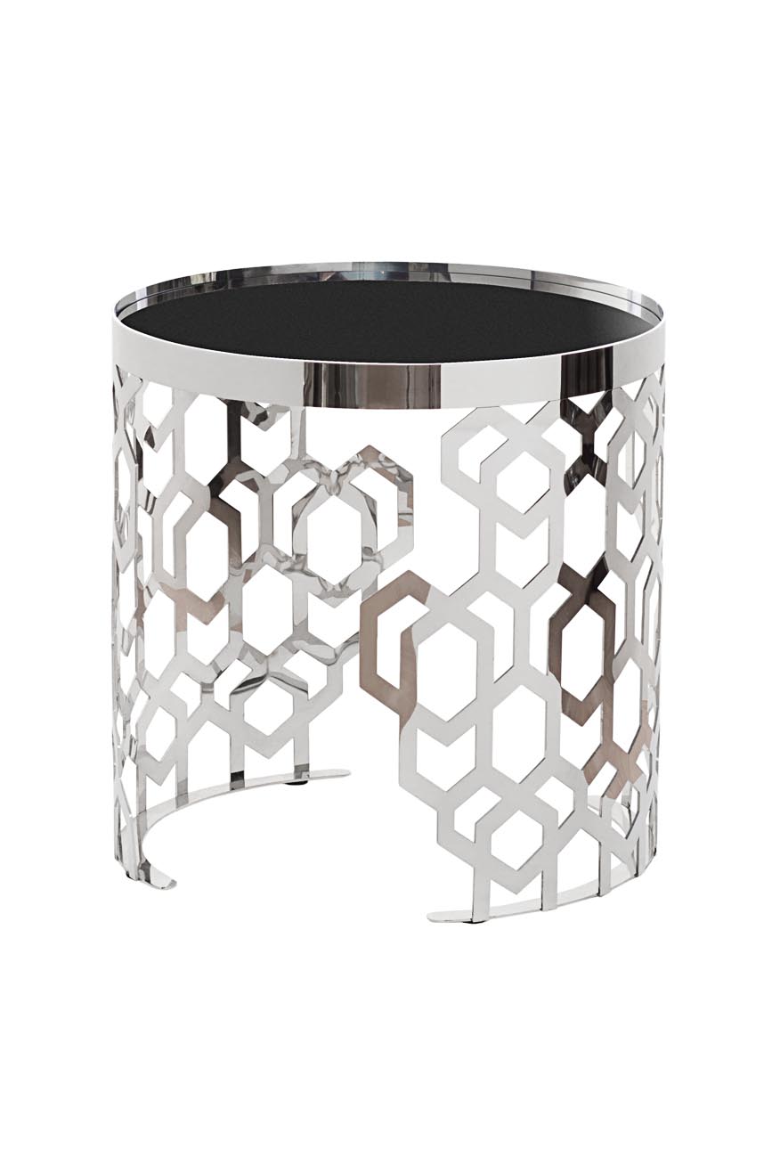 13RXET8011-SILVER Стол журнальный черн.стекло/серебро