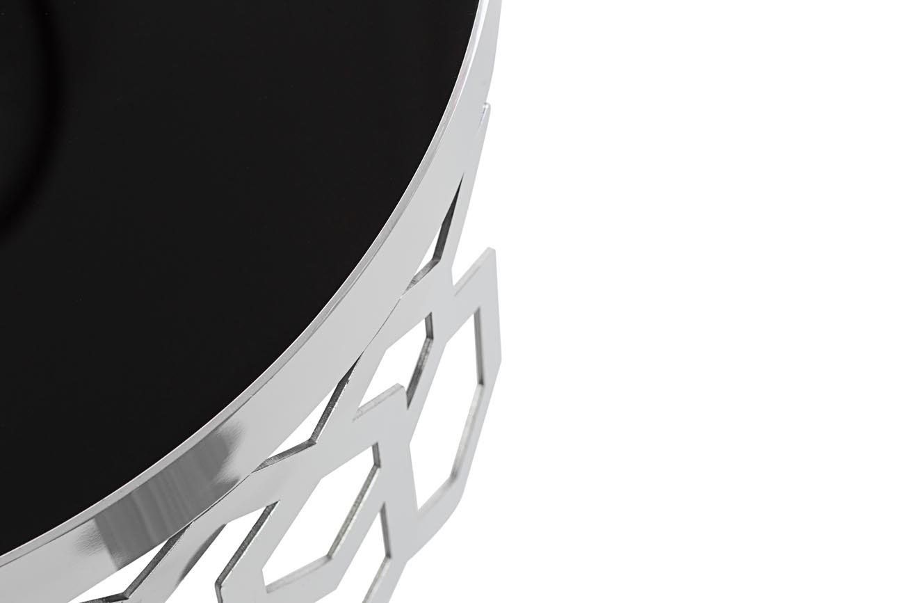 13RXET8011-SILVER Стол журнальный черн.стекло/серебро