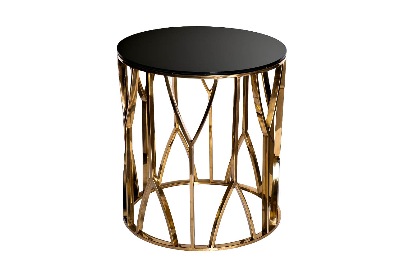 13RXET3103-GOLD Стол журнальный стекло черн./золото