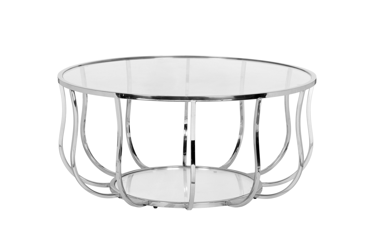 13RXCT4033-SILVER Стол журнальный стекло прозр./серебро