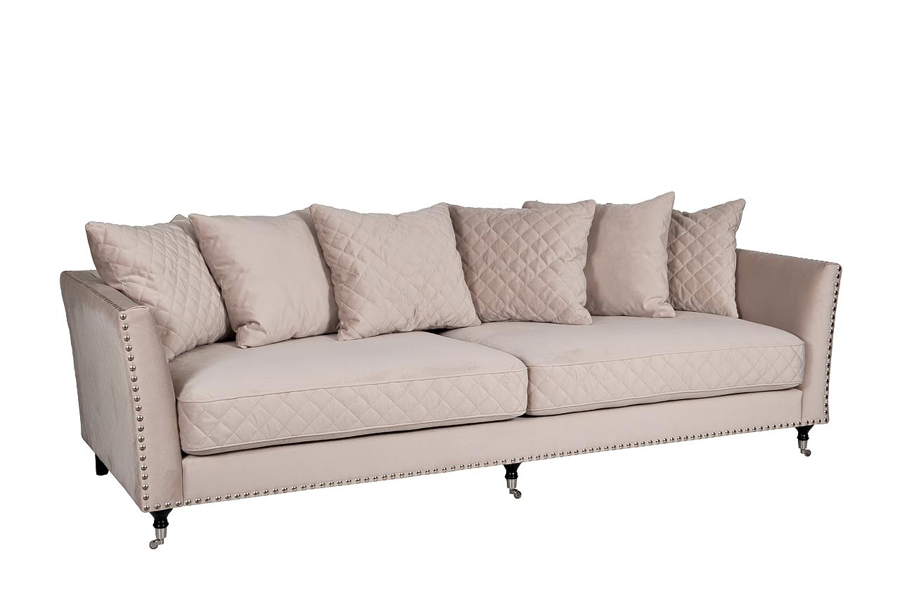 Диван Sorrento 250 трехместный, велюр крем-брюле Bel42