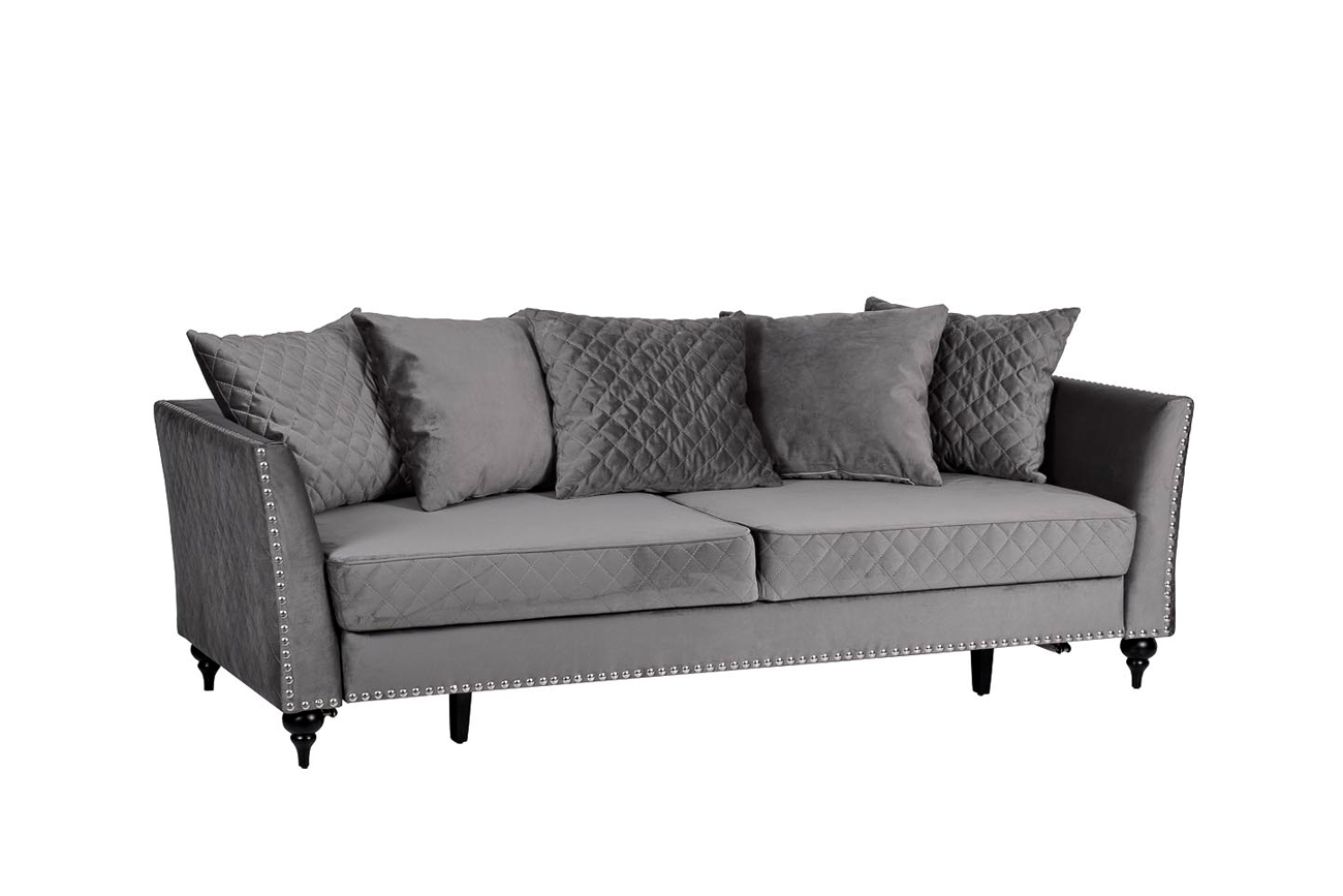 Диван Sorrento 230M трехместный раскладной, велюр серый Н-Йорк112