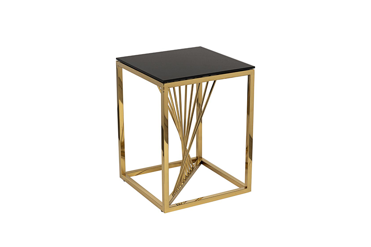 13RXET8083M-GOLD Стол журнальный стекло черн/золото