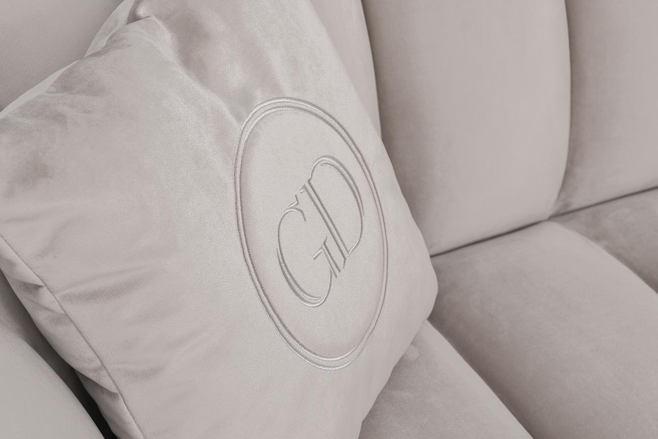 Диван Fabio трехместный, велюр бежевый Фант17, 2 подушки