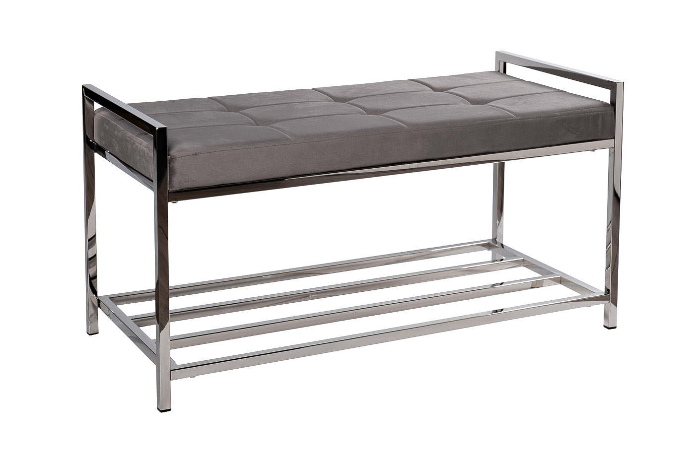 47ED-008BAN-SER Банкетка серый велюр/ хром