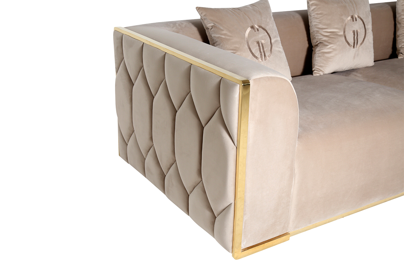 102AN-DIV-9173-BEG Диван Bern трехместный, велюр бежевый