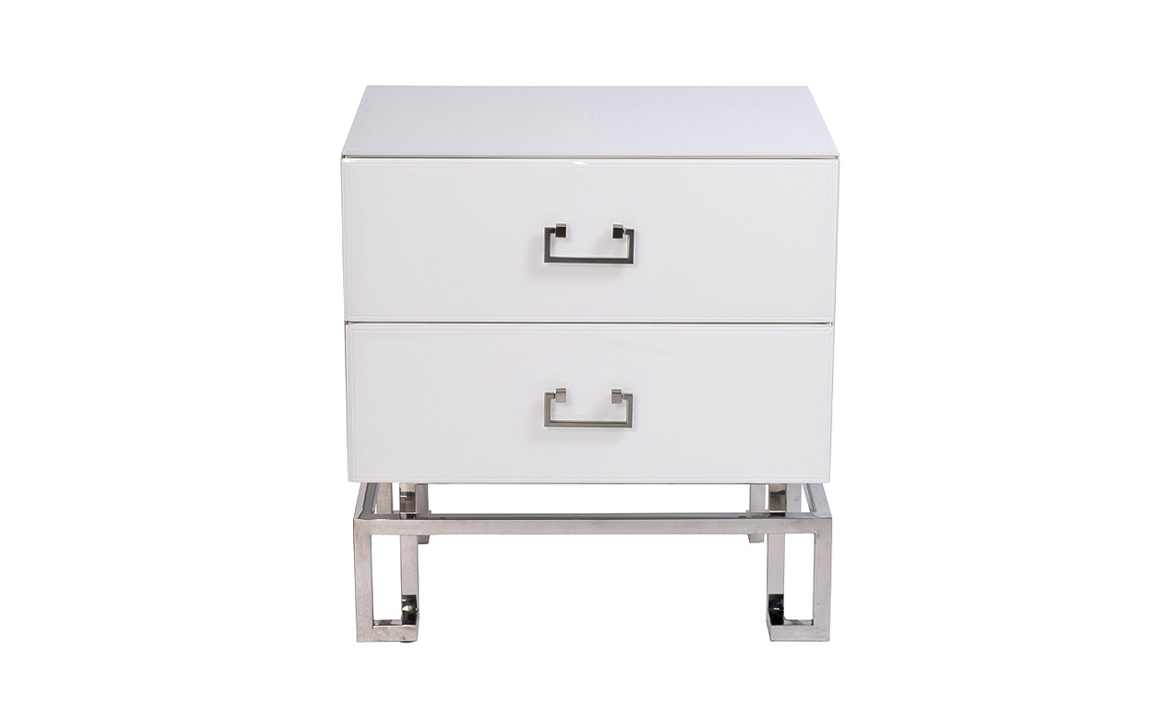 KFG085-NI Тумба 2 ящика белая/хром