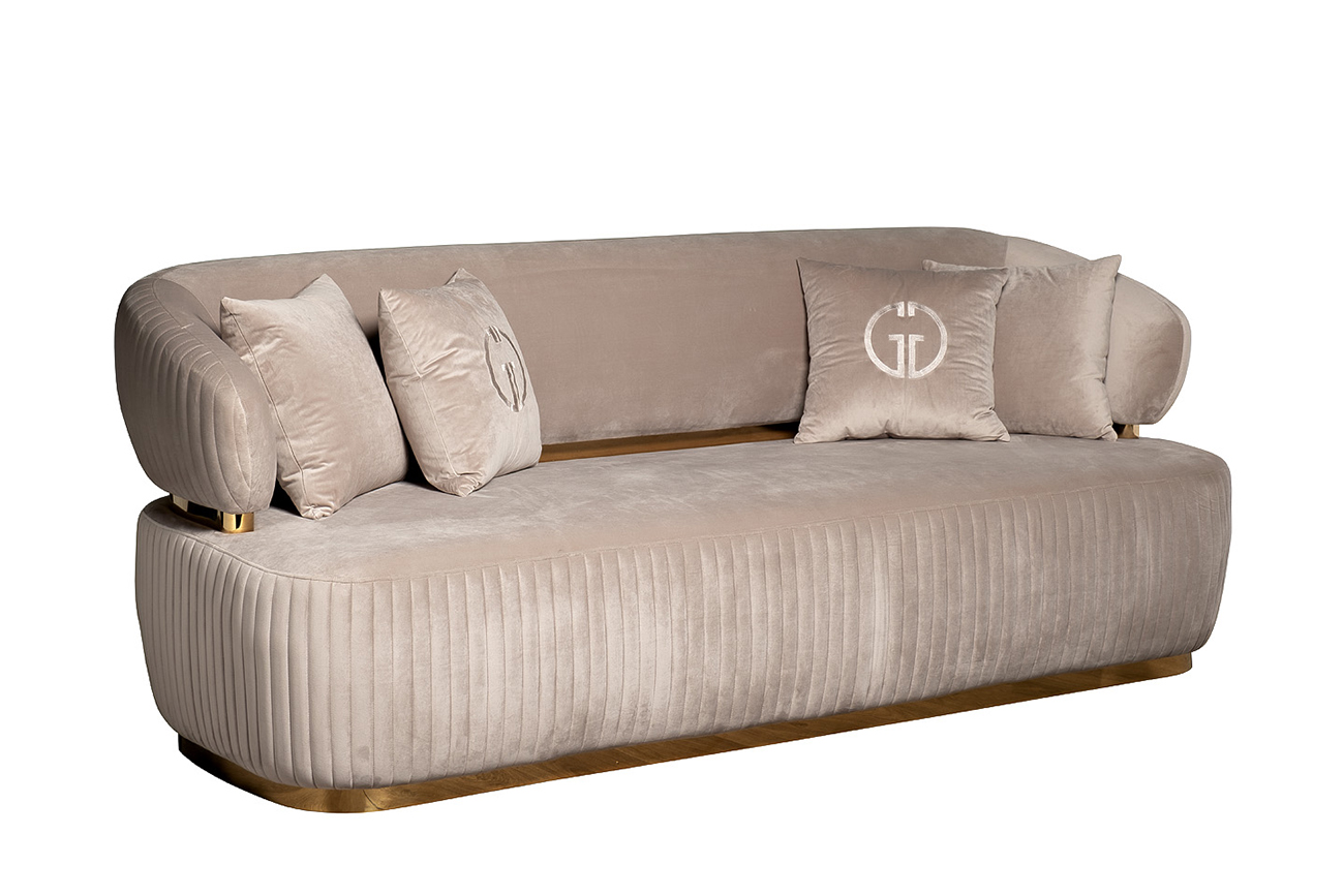 102AN-DIV-1303-SER Диван Glarus трехместный, велюр серый