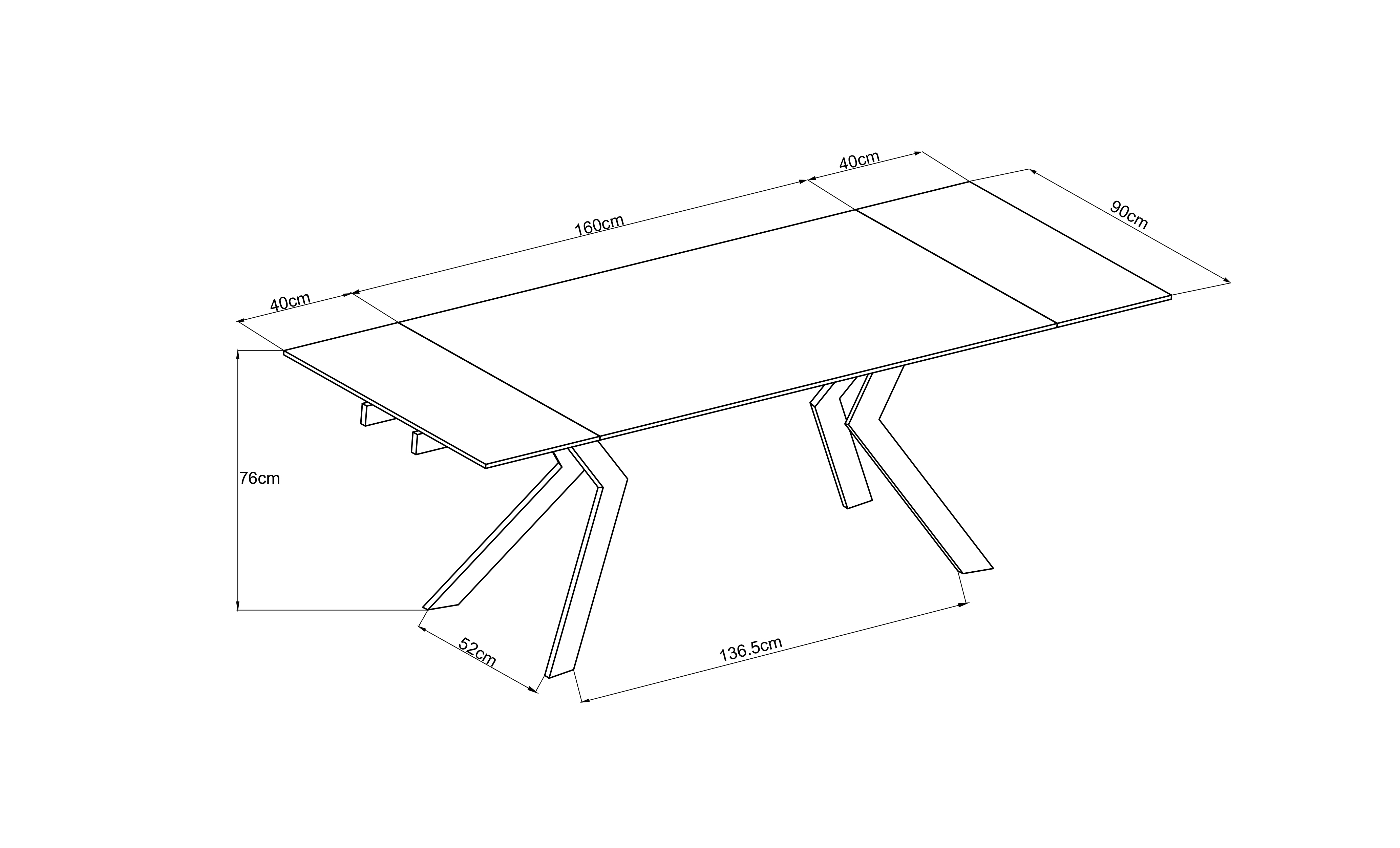 83MC-STOL-1756 BL Стол обед. расклад. керам. черный