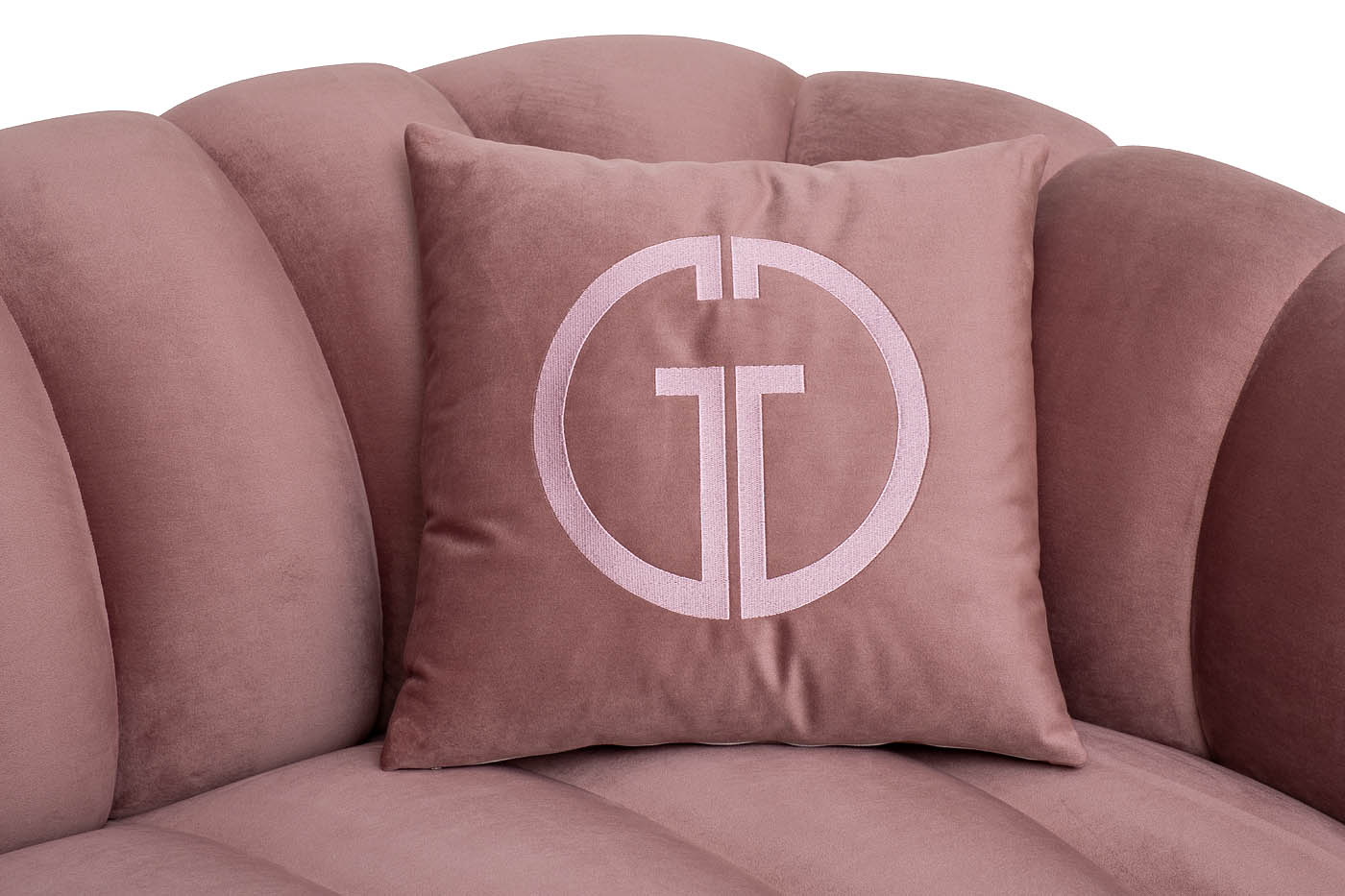 Диван Fabio трехместный, велюр розовый Colton 007-ROS, 2 подушки