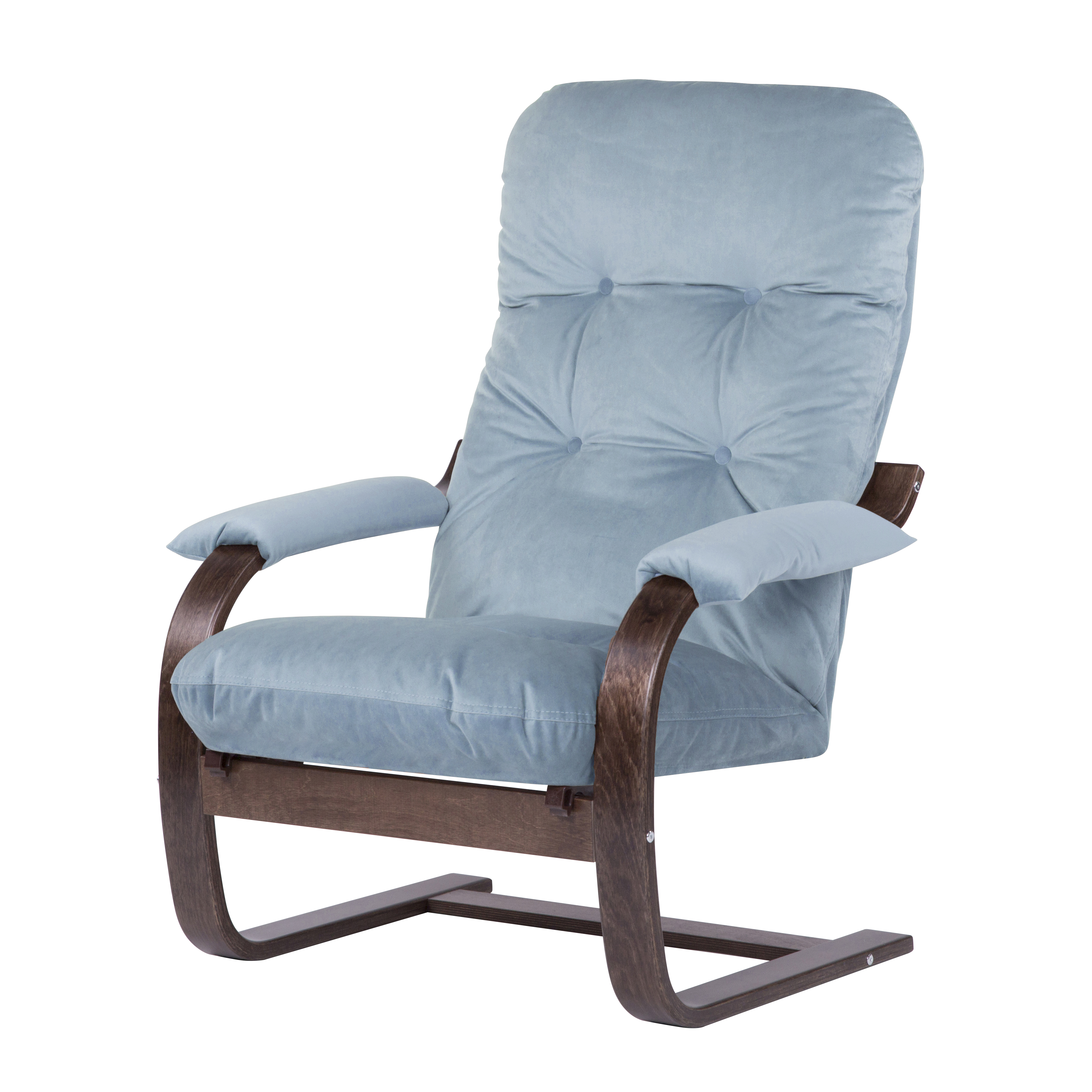 кресло Онега-2 фреш 11 голубой каркас Орех