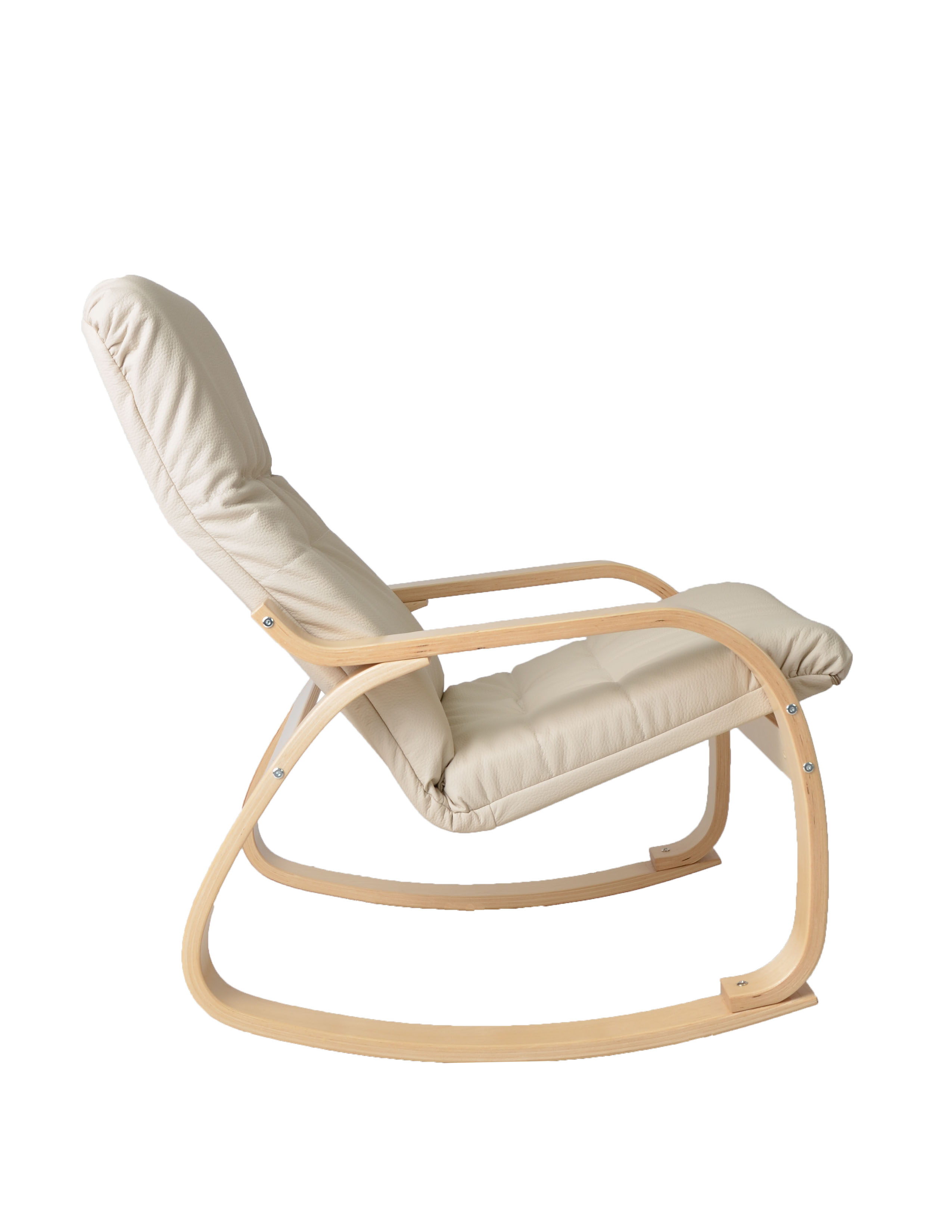 кресло-качалка Сайма Экокожа бежевый каркас Берёза