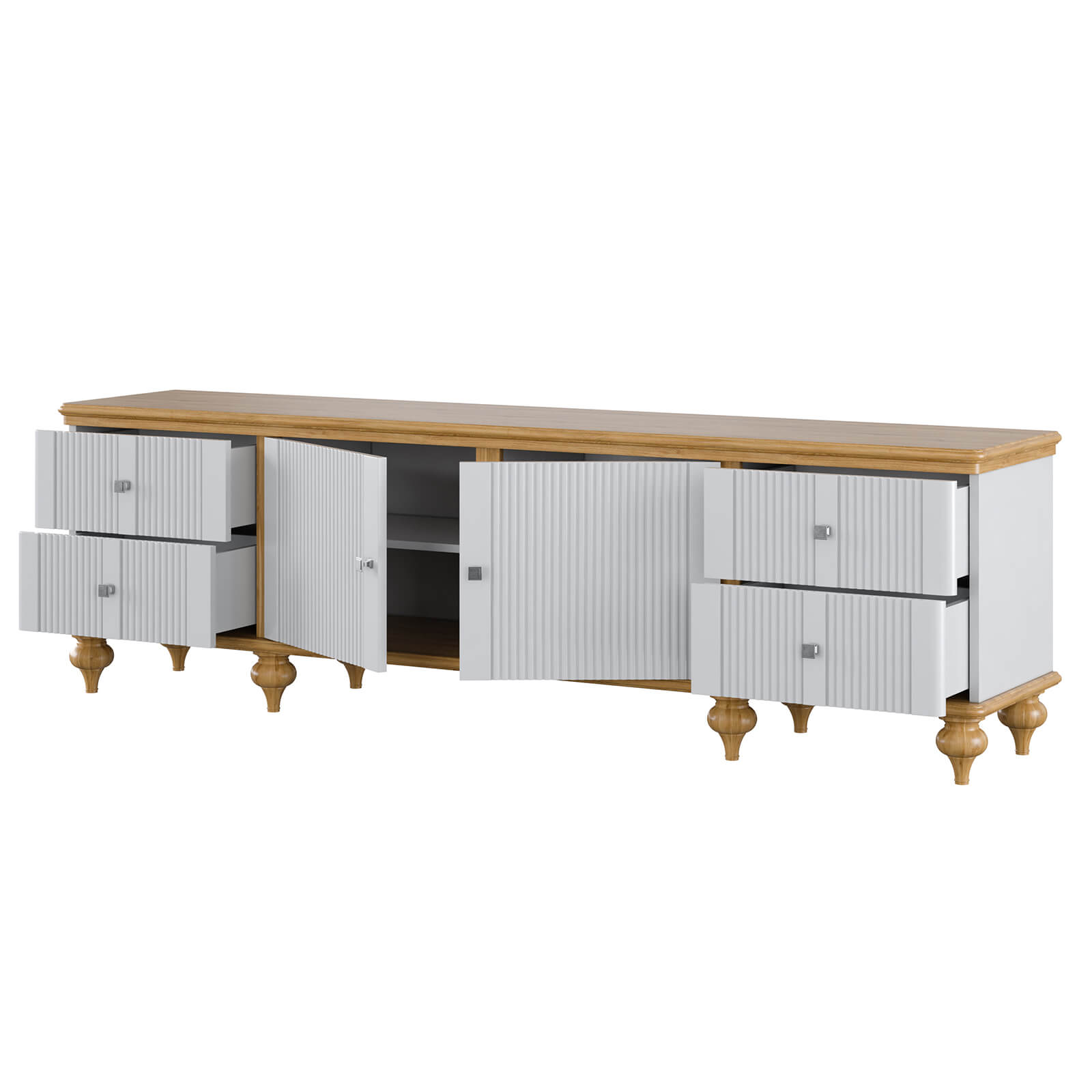 Тумба ТВ массив сосны «Рандеву" 024 (белый лак/антик-24)