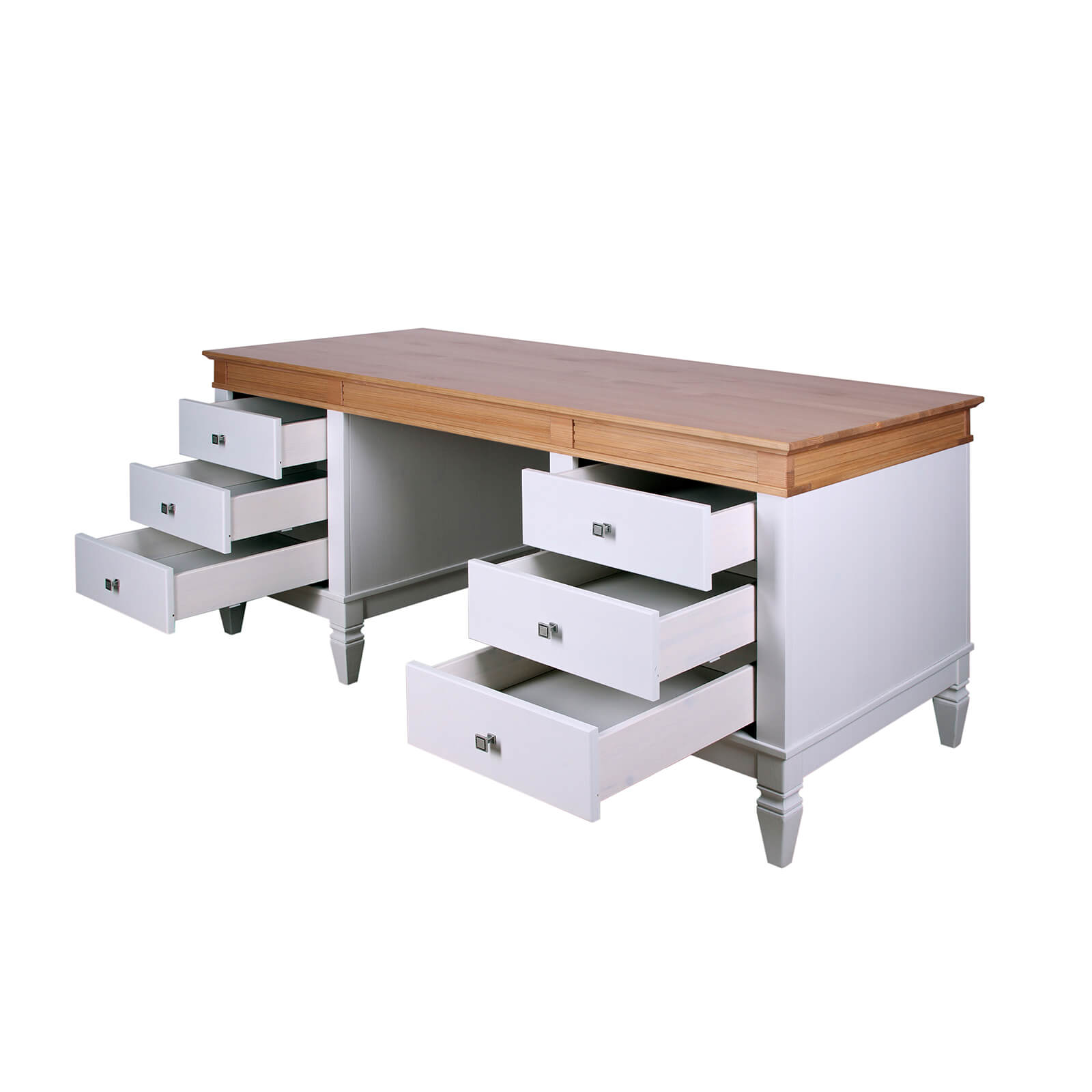 Стол письменный 6 ящиков "Ольса" 206 (белый лак/антик 24)