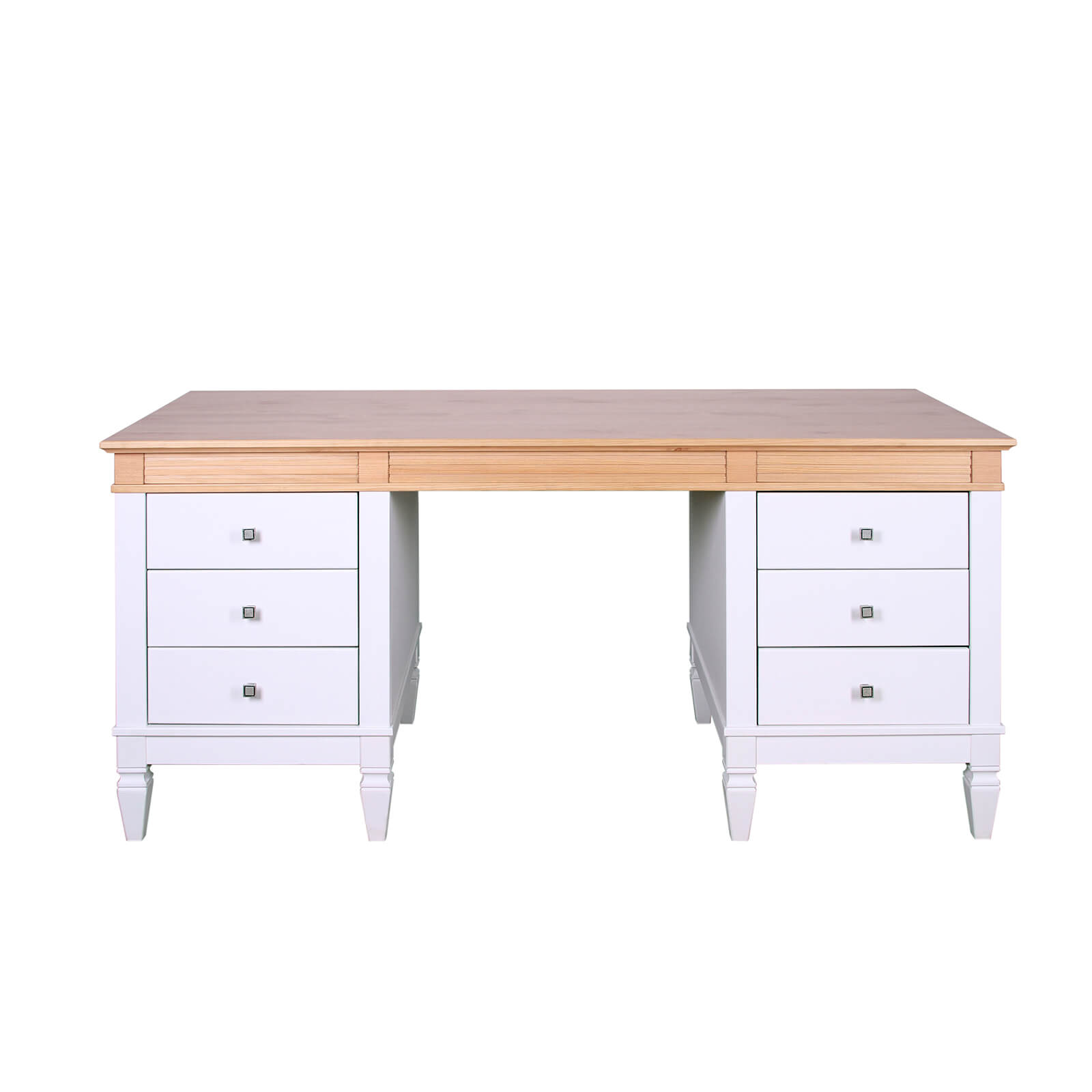 Стол письменный 6 ящиков "Ольса" 206 (белый лак/антик 24)