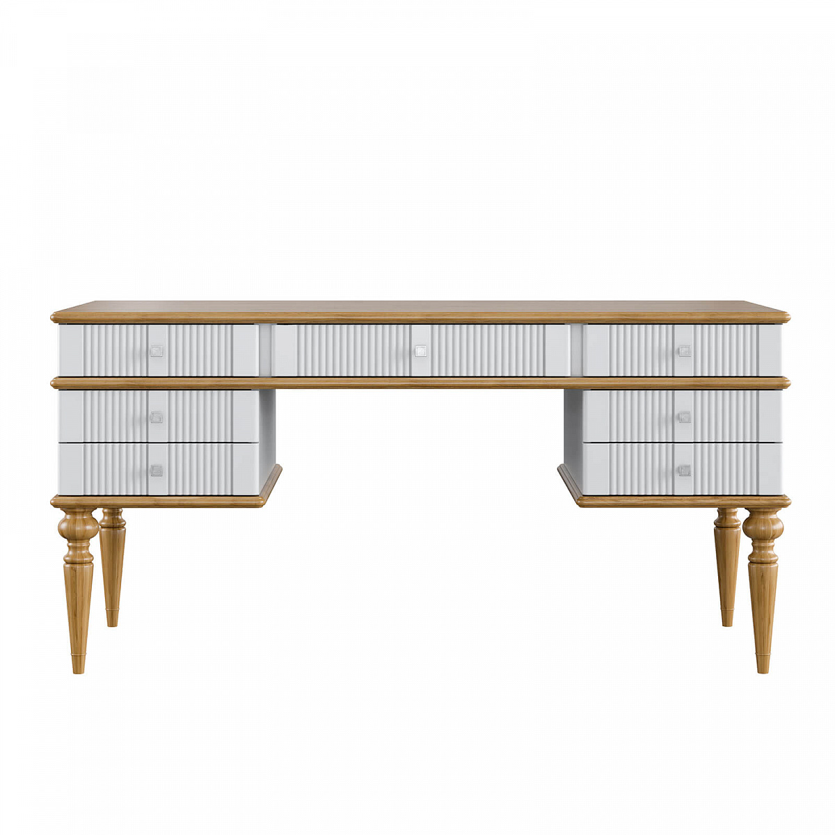 Стол письменный с ящиками из дерева белый "Рандеву" 007 (белый лак/антик 24)