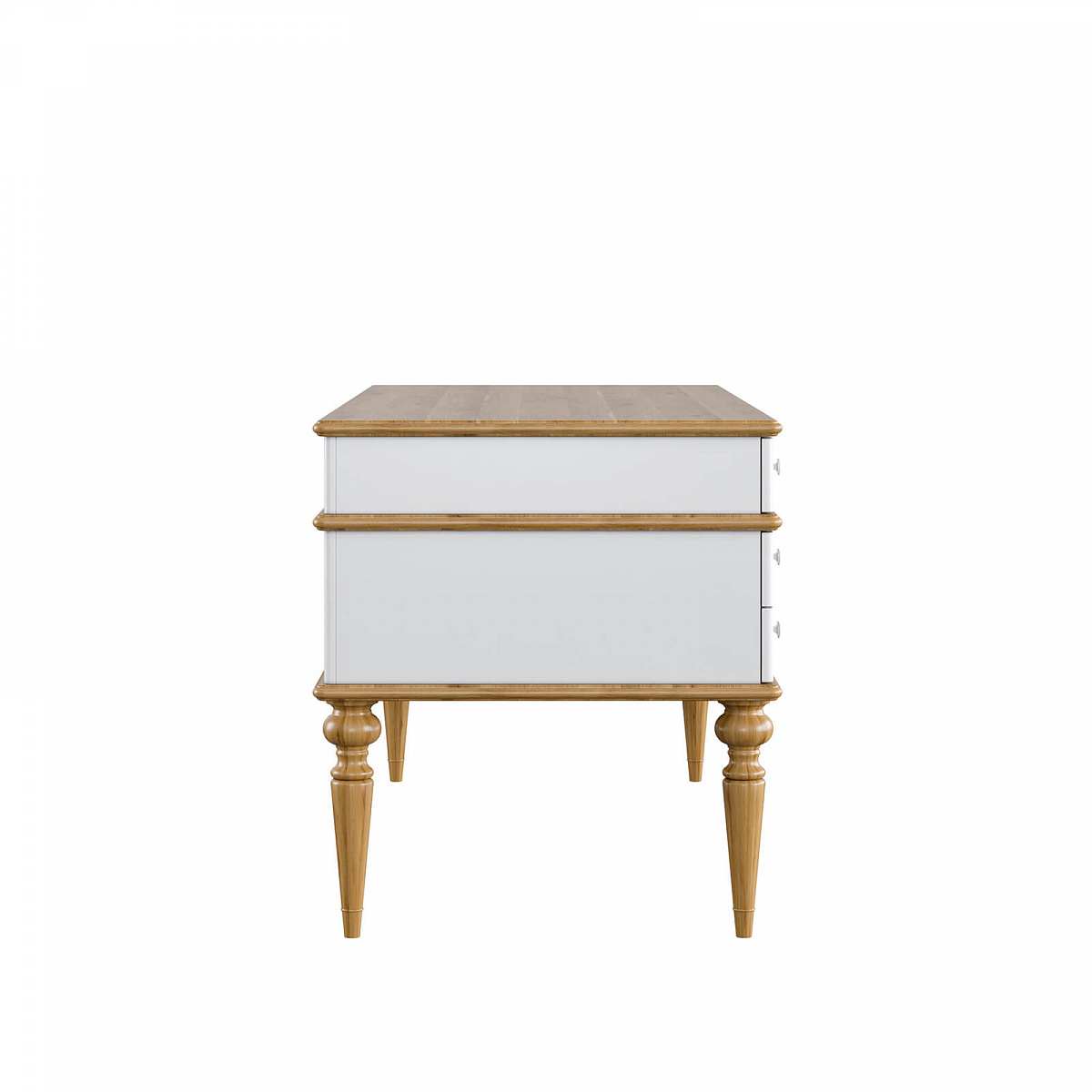 Стол письменный с ящиками из дерева белый "Рандеву" 007 (белый лак/антик 24)