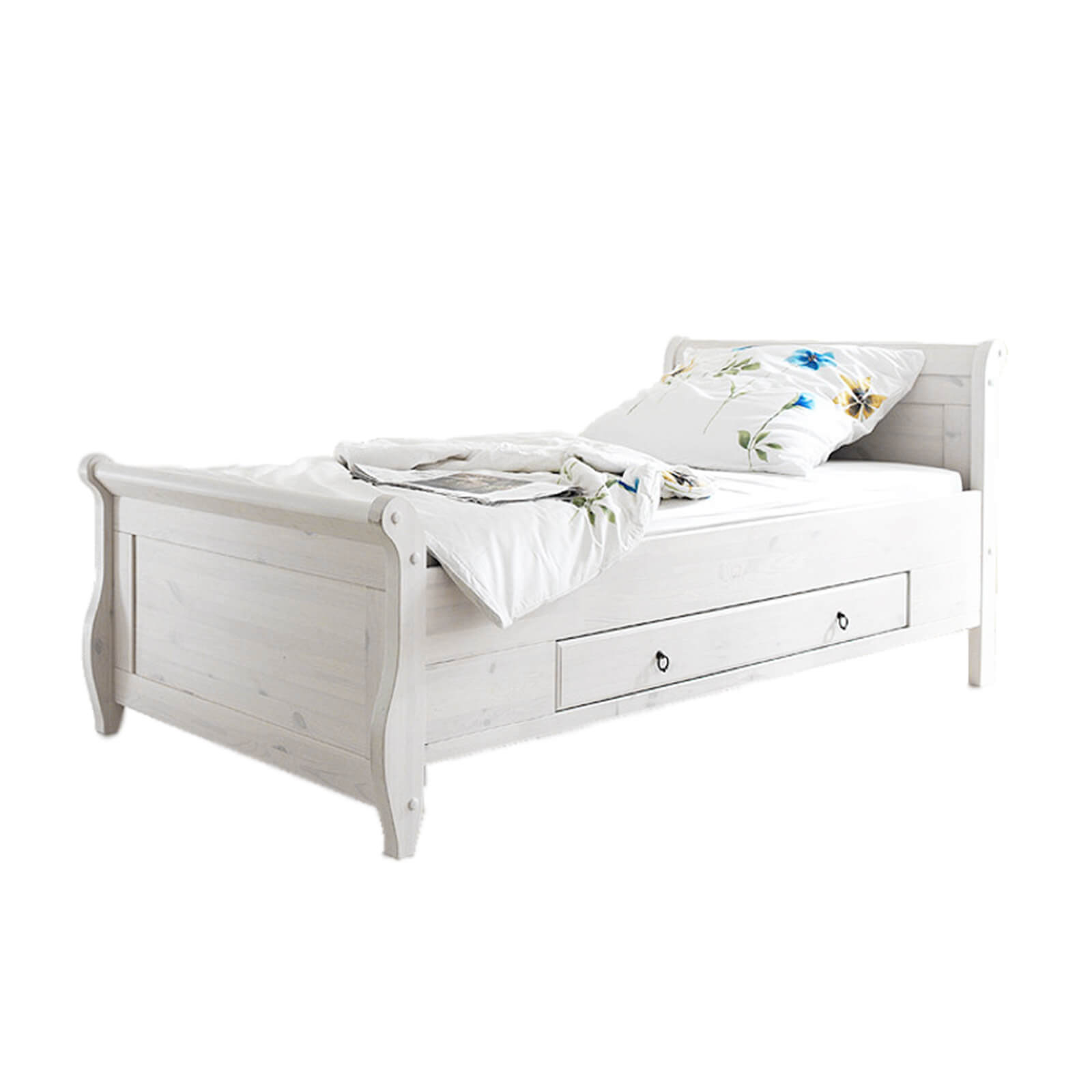 Кровать с ящиком Мальта 1000 с ящиками (белый воск)