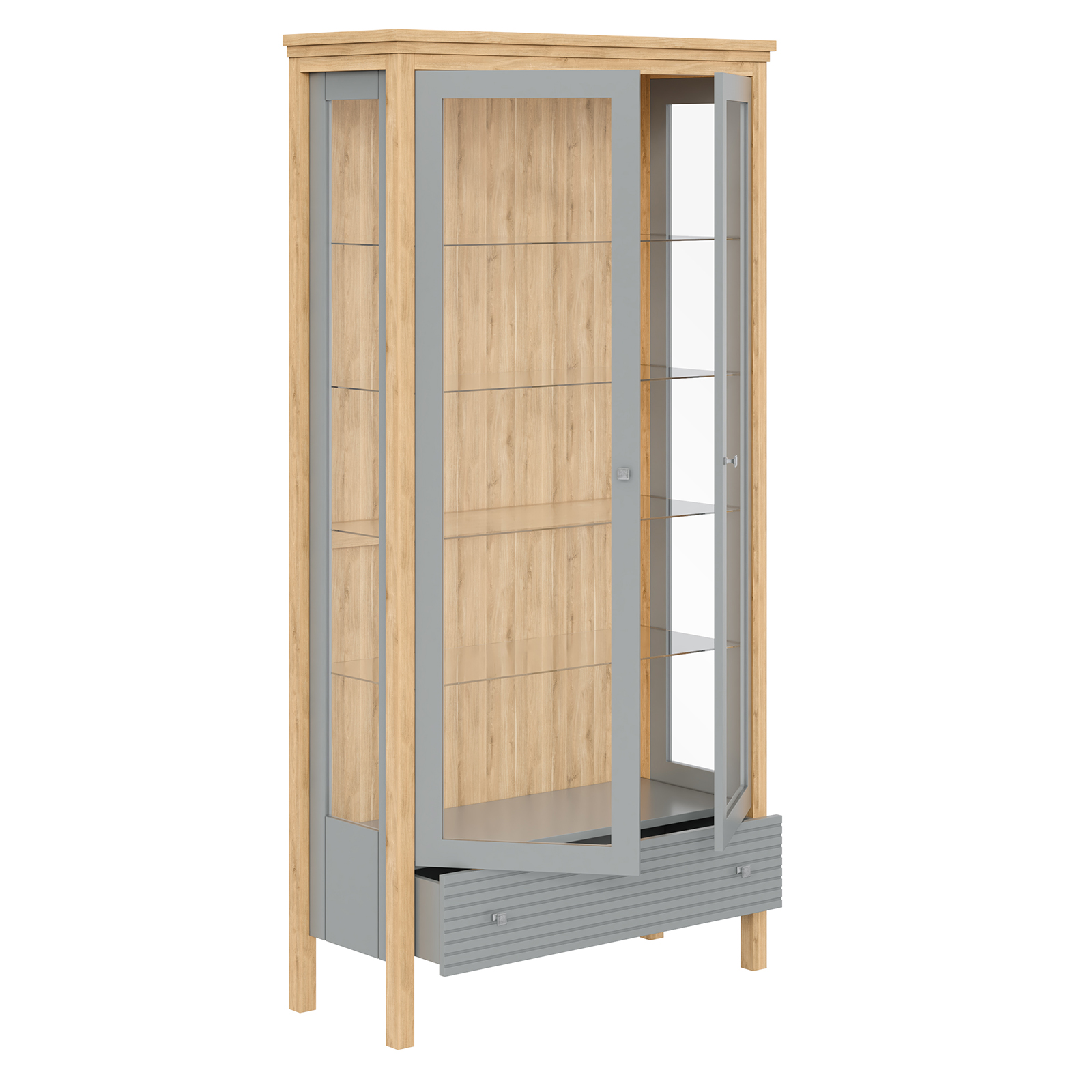 Шкаф для посуды серый Вояж-21-Р/Я (Серый №7042 + антик №24)