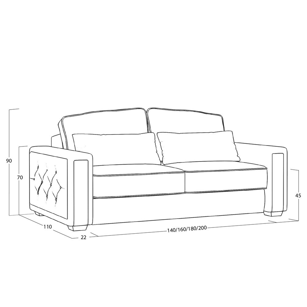 Диван Diamante (с механизмом) DDi-I-180-K03-Ka-B05
