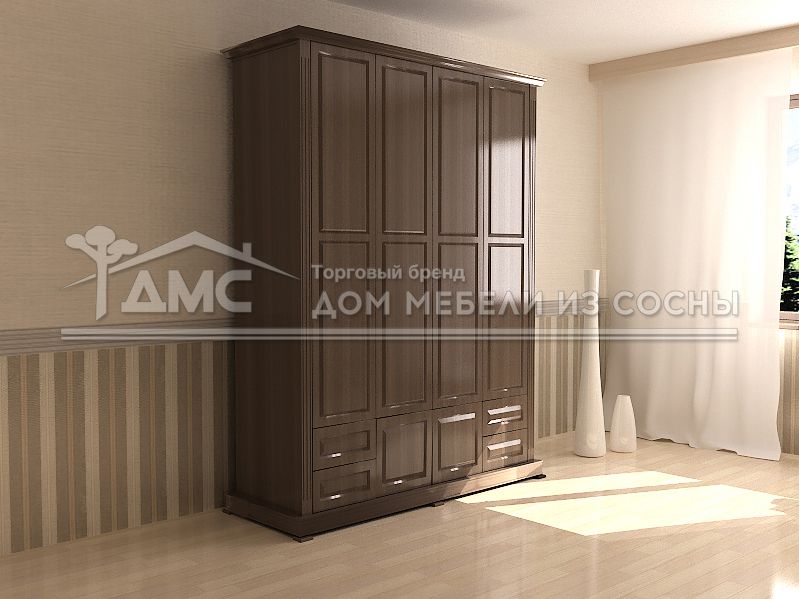 Шкаф 4-х ств. Кардинал с нижней антресолью