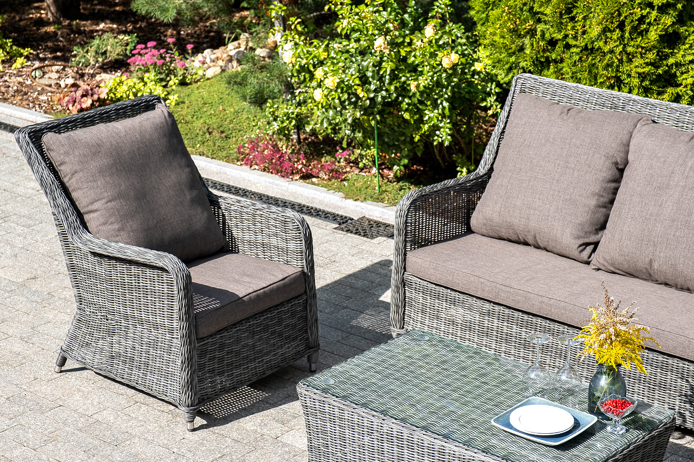 "Глиссандо" лаунж-зона из искусственного ротанга, цвет графит