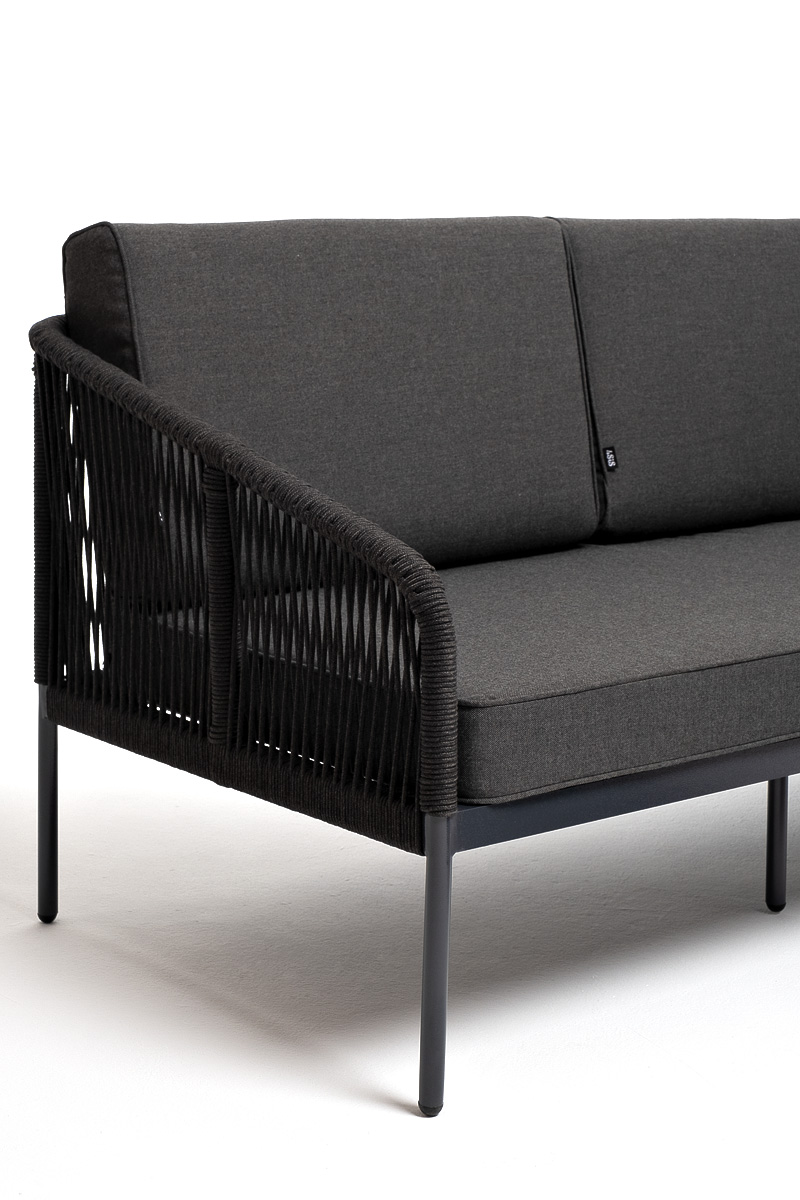 "Каннизо" модульная угловая лаунж-зона из роупа (веревки), цвет темно-серый