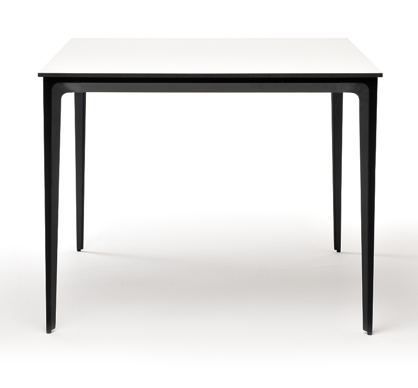 "Малакио" обеденный стол из HPL 90х90см, цвет молочный, каркас черный