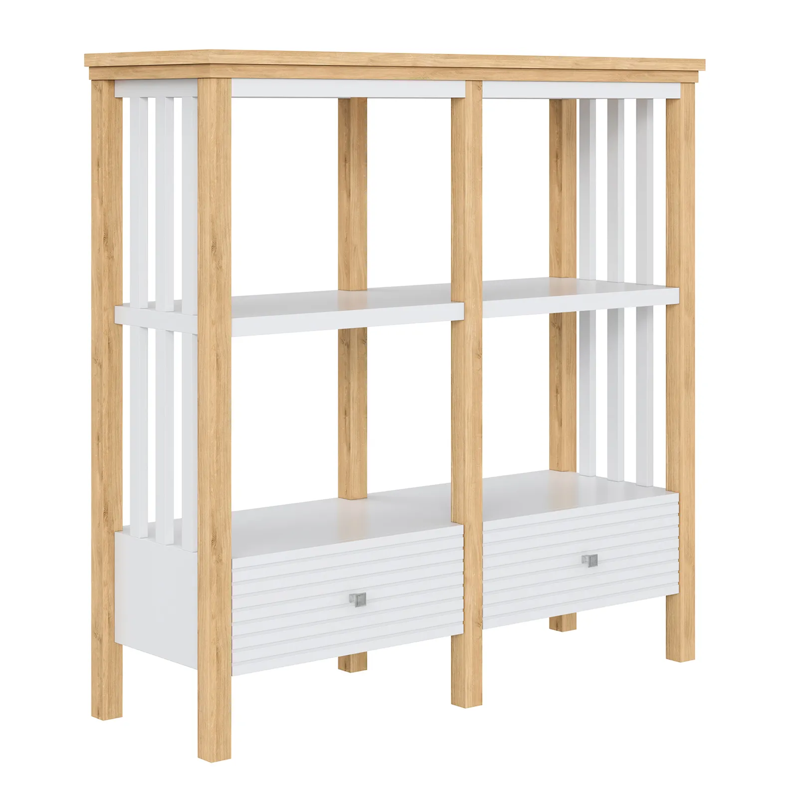 Стеллаж массив сосны Вояж-02-120-Р/Я (Белый лак + антик №24)