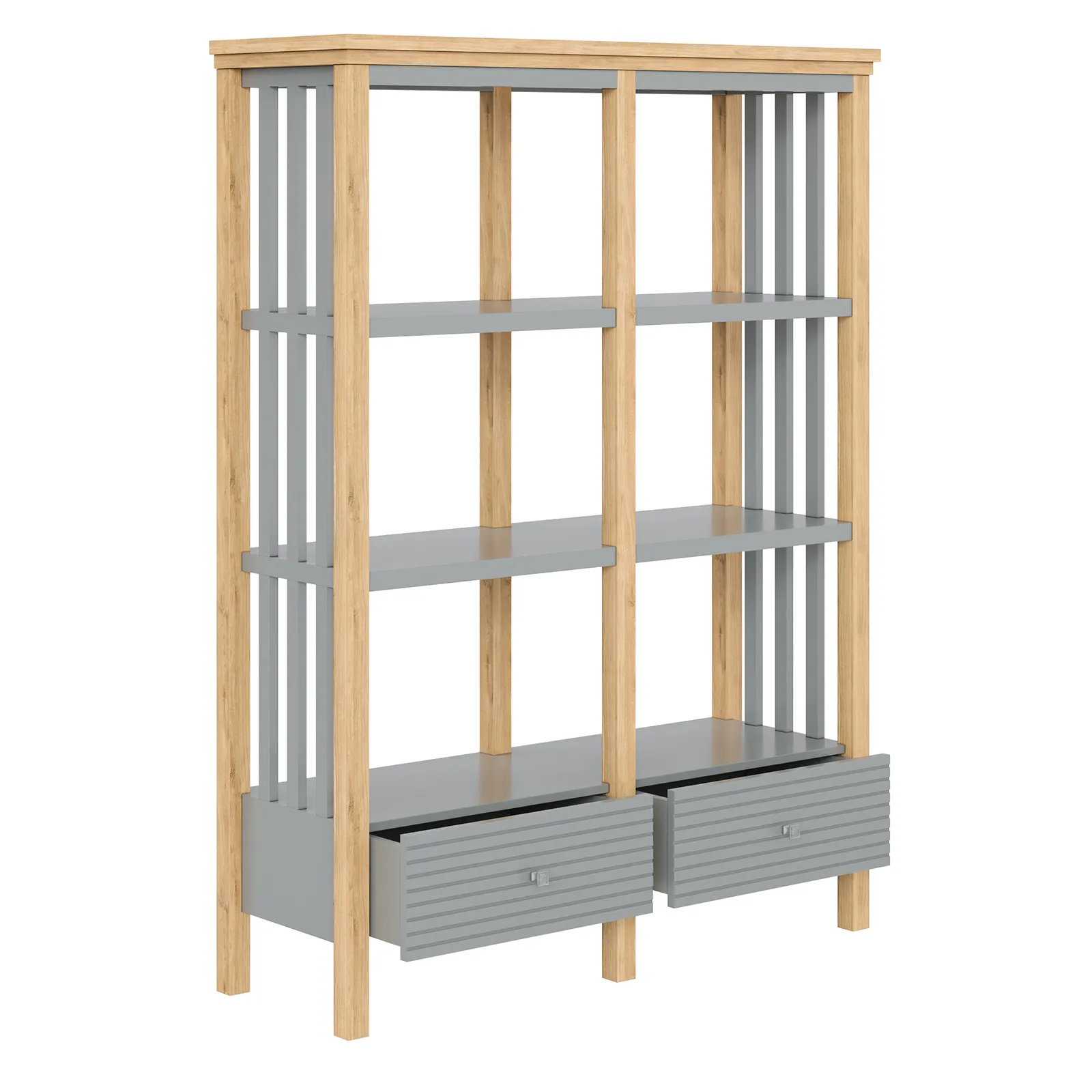 Стеллаж массив сосны Вояж-02-160-Р/Я (Серый №7042+ антик №24)