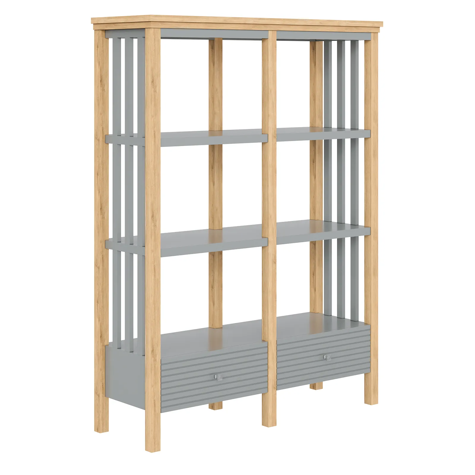 Стеллаж массив сосны Вояж-02-160-Р/Я (Серый №7042+ антик №24)