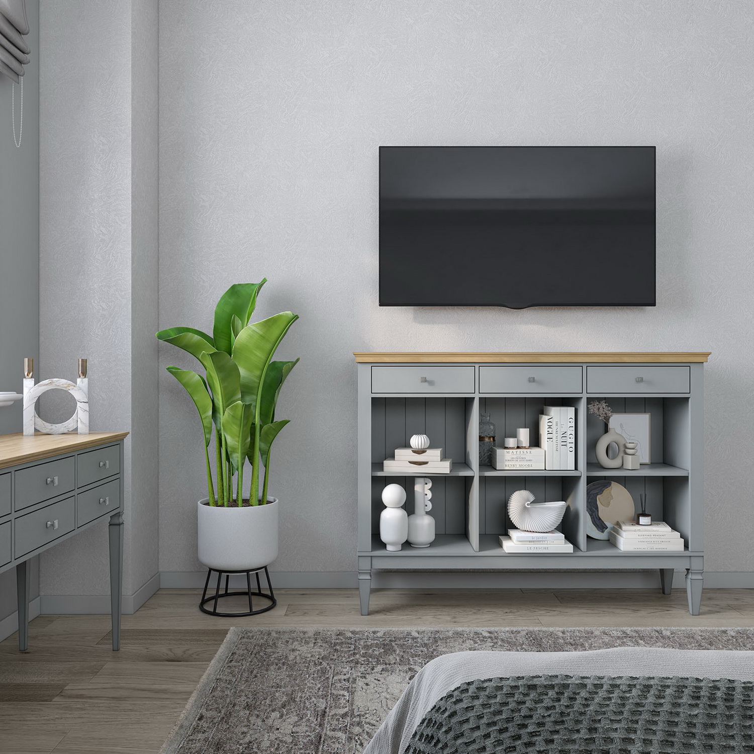 Комод Ольса 03 (серый 7042-антик24)